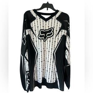 Fox Racing Black and White Skull Long Sleeve Motor Cross Jersey M